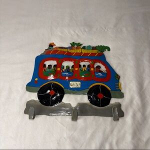 Vintage Handmade Tap Tap Bus Scrap Metal Wall Decor Haitian Folk Art Hanger